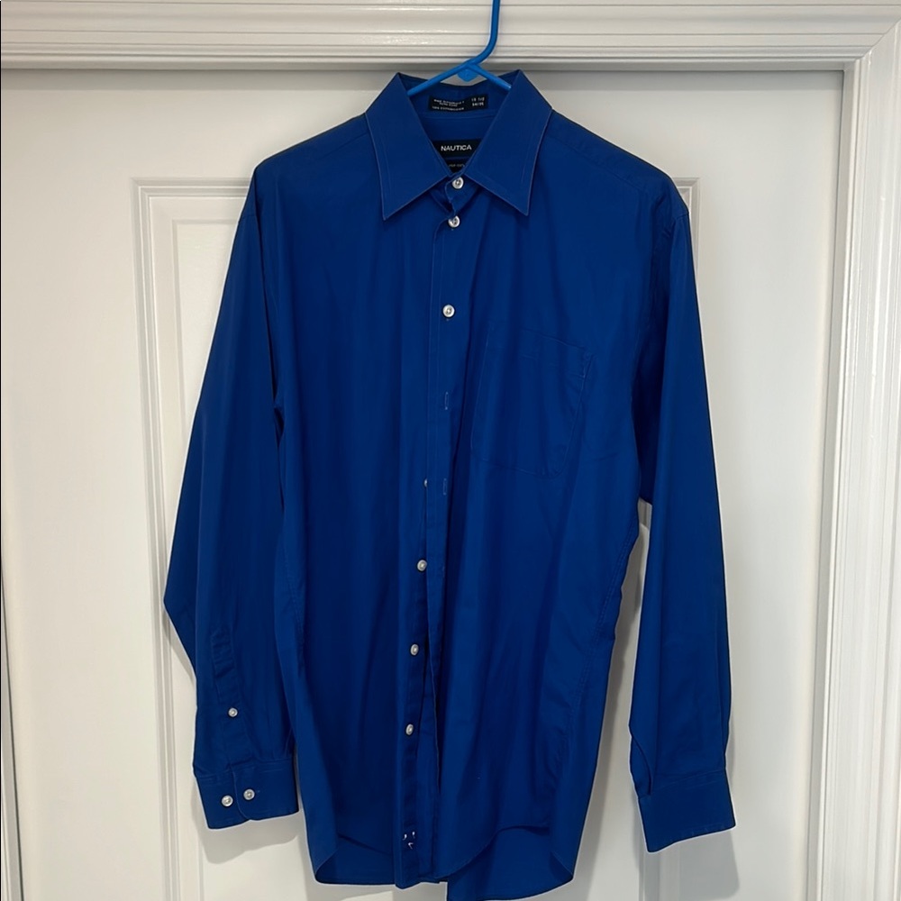 Nautical men’s super 100’s blue, size 15 1/2 or 34/35 button down shirt